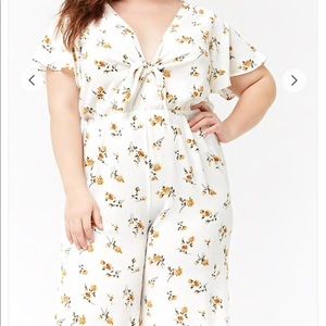 F21+ Floral Jumpsuit w/ front tie